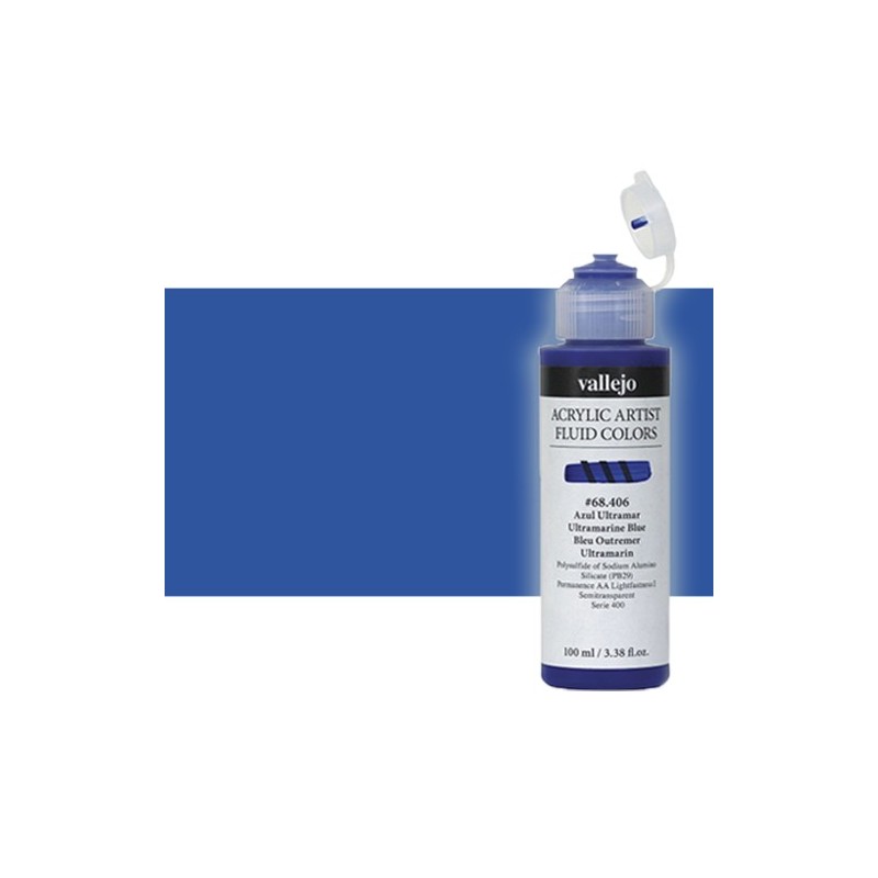  Fine art shop - Acrylic Fluid Vallejo 406, ultramarine blue, 100 ml. | totenart.com