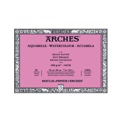  Fine art shop - Arches Watercolour 300 gr, 31x41 cm, Hot Pressed, pad 20 s. | totenart.com
