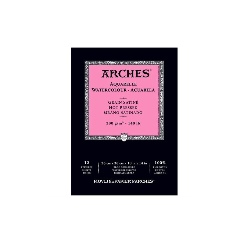  Fine art shop - Arches Watercolour 300 gr, 23x31 cm, Hot Pressed, pad 12 s. | totenart.com
