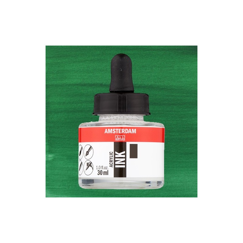 Fine art shop - Amsterdam Acrylic Ink Emerald Green 615 (30ml.) | totenart.com