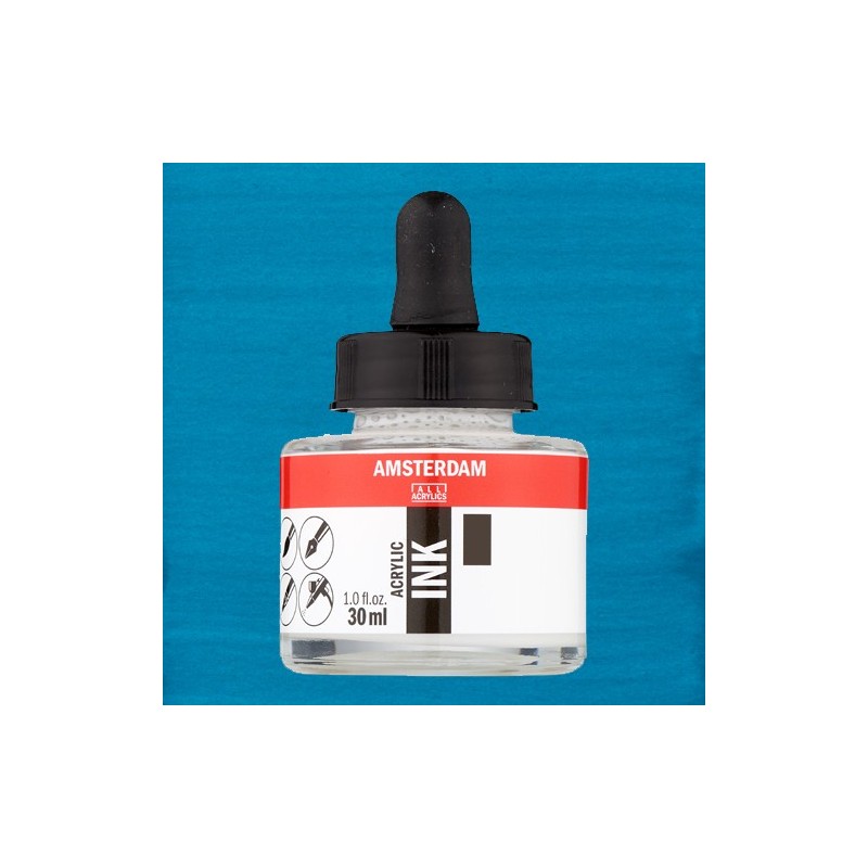Fine art shop - Amsterdam Acrylic Ink Turquoise Blue 522 (30ml.) | totenart.com