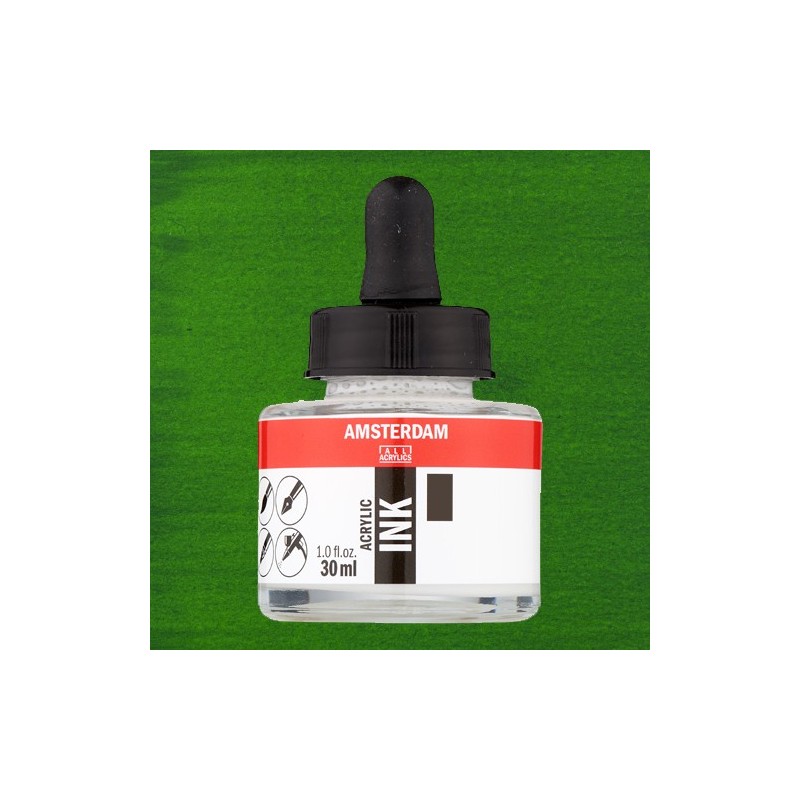 Fine art shop - Amsterdam Acrylic Ink Permanent Green Light 618 (30ml.) | totenart.com
