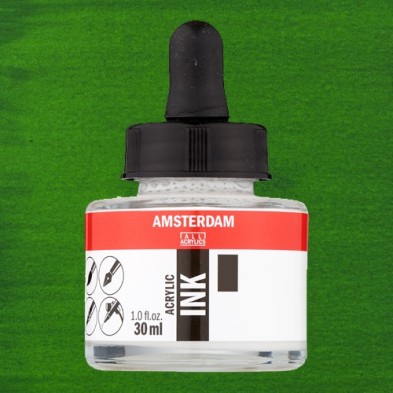 Fine art shop - Amsterdam Acrylic Ink Permanent Green Light 618 (30ml.) | totenart.com