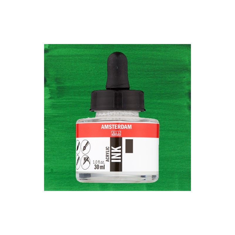 Fine art shop - Amsterdam Acrylic Ink Permanent Green Deep 619 (30ml.) | totenart.com