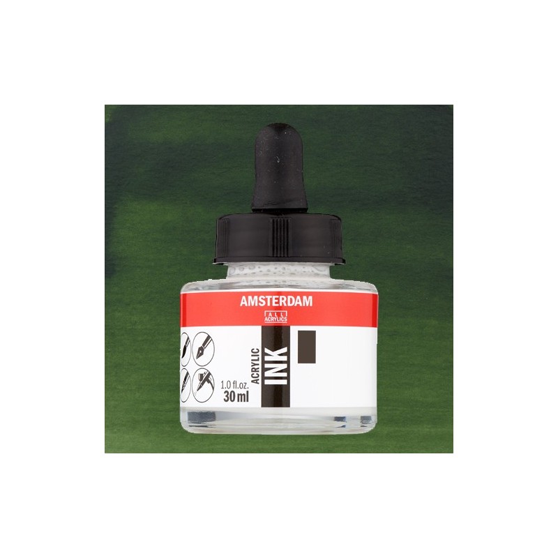 Fine art shop - Amsterdam Acrylic Ink Olive Green Deep 622 (30ml.) | totenart.com