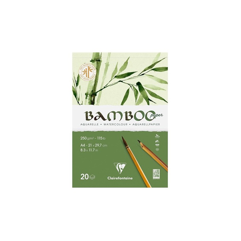  Fine art shop - Watercolor bamboo paper pad 21x29,7 cm (A4). 250 gr. 20 s. Clairefontaine | totenart.com