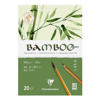  Fine art shop - Watercolor bamboo paper pad 21x29,7 cm (A4). 250 gr. 20 s. Clairefontaine | totenart.com