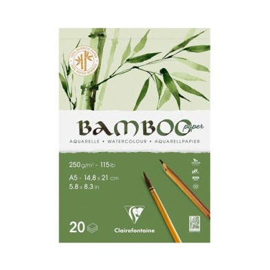  Fine art shop - Watercolor bamboo paper pad 14,8x21 cm (A5). 250 gr. 20 s. Clairefontaine | totenart.com