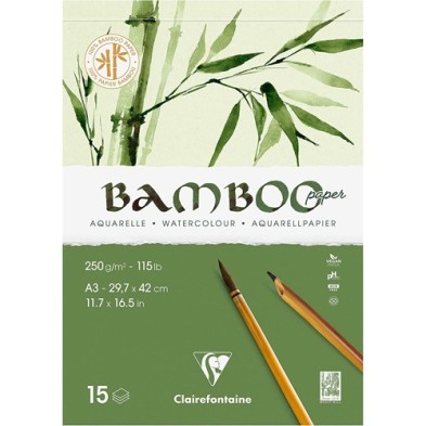  Fine art shop - Watercolor bamboo paper pad 29,7x42 cm (A3). 250 gr. 15 s. Clairefontaine | totenart.com