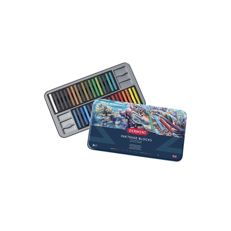  Fine art shop - Inktense Blocks Metal box Derwent 36 uds.  | totenart.com