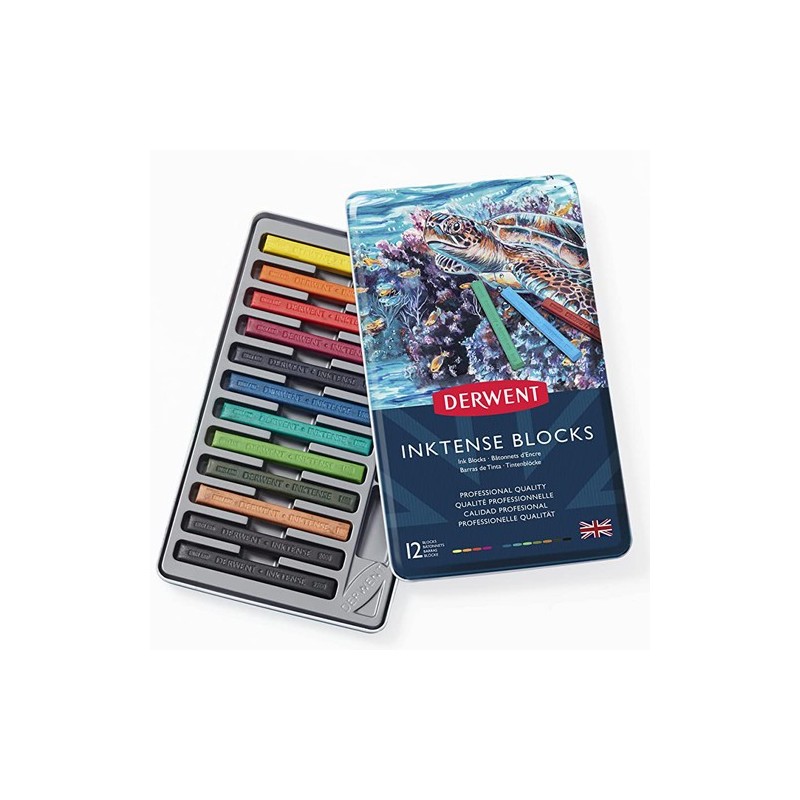  Fine art shop - Inktense Blocks Metal box Derwent 12 uds.  | totenart.com