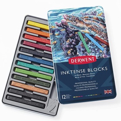  Fine art shop - Inktense Blocks Metal box Derwent 12 uds.  | totenart.com