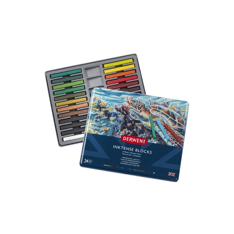  Fine art shop - Inktense Blocks Metal box Derwent 24 uds.  | totenart.com