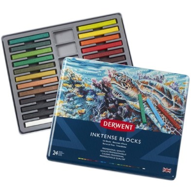  Fine art shop - Inktense Blocks Metal box Derwent 24 uds.  | totenart.com