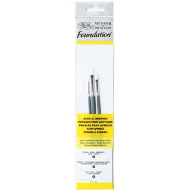 Fine art shop - Set 3 Winton short handle brushes (round: 2 and flats: 2, 4), Winsor&Newton | totenart.com