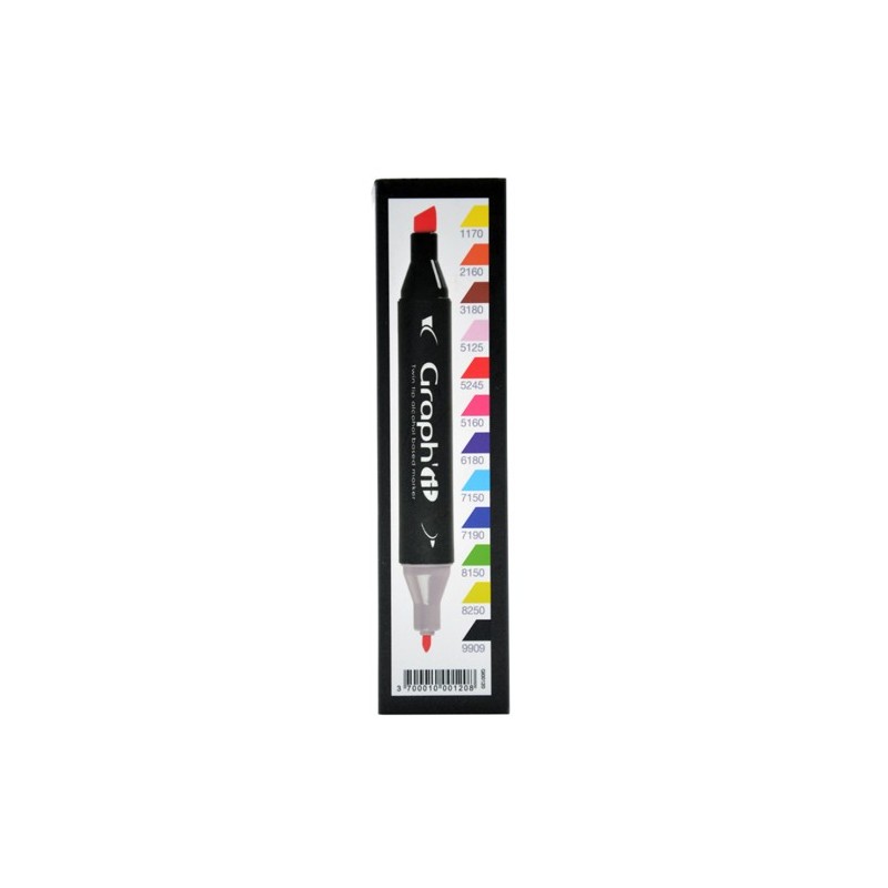 Fine art shop - Case 12 Double Tip Markers, classic colours, Graph\'it | totenart.com