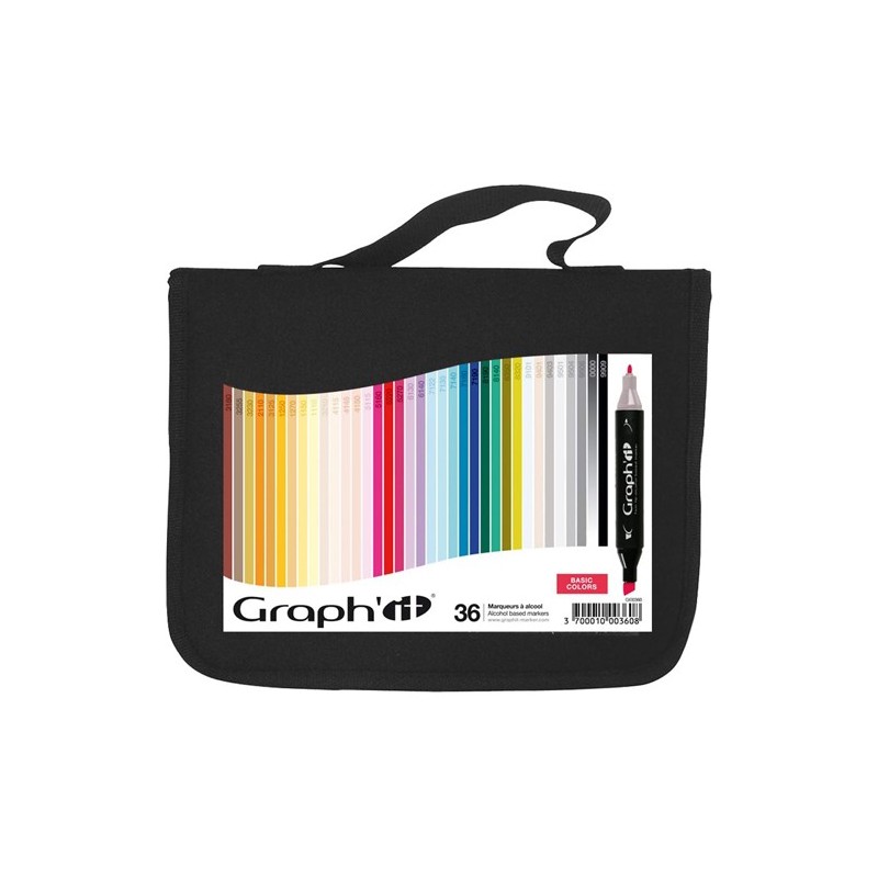 Fine art shop - Case 36 Double Tip Markers, basic colors, Graph\'it | totenart.com