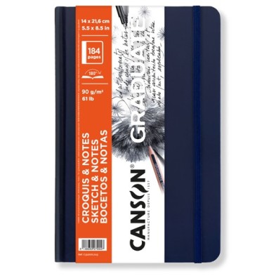 Fine art shop - Canson Graduate Sketches and Notes Pad (Softcover Blue), 92s., 90 gr., 14x21.6 cm | totenart.com