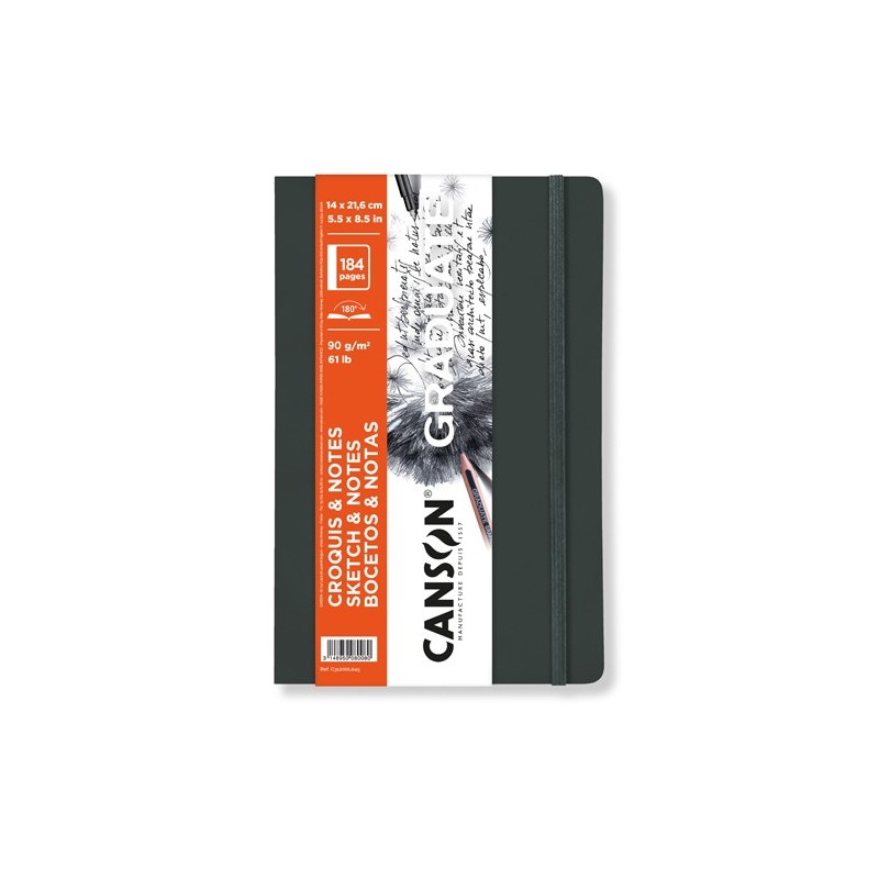  Fine art shop - Canson Graduate Sketches and Notes Pad (Softcover Deep Gray), 92s., 90 gr., 14x21.6 cm | totenart.com