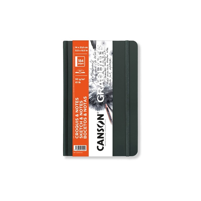  Fine art shop - Canson Graduate Sketches and Notes Pad (Softcover Deep Gray), 92s., 90 gr., 14x21.6 cm | totenart.com