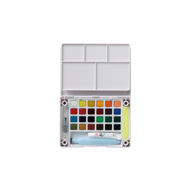 Fine art shop - Sakura Koi watercolor box 24 half-pans with refillable water brush + Medium Iridescent | totenart.com