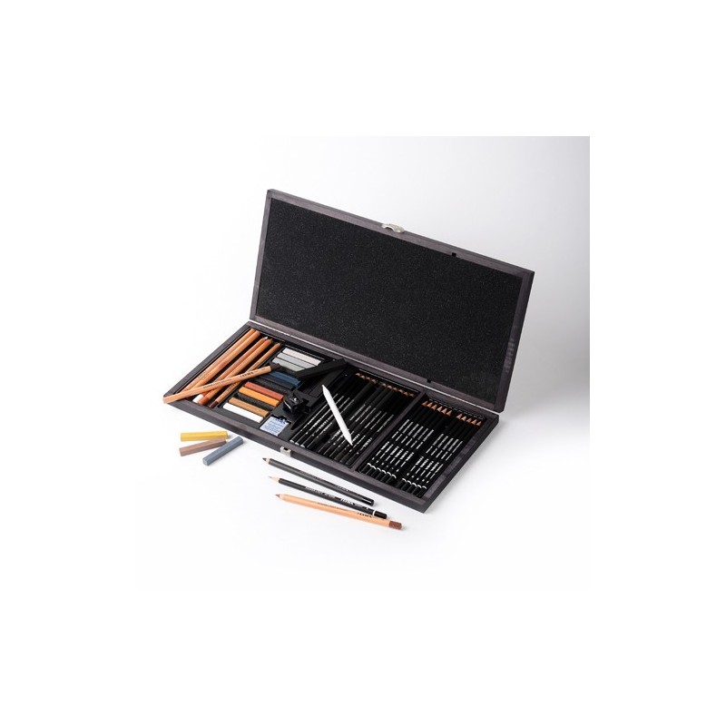 Fine art shop - Wooden Case Drawing Set 47 pieces, Lyra | totenart.com