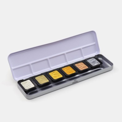 Fine art shop - Finetec Premium watercolor box 6 pearlescent colors \"Antique Tones\" | totenart.com