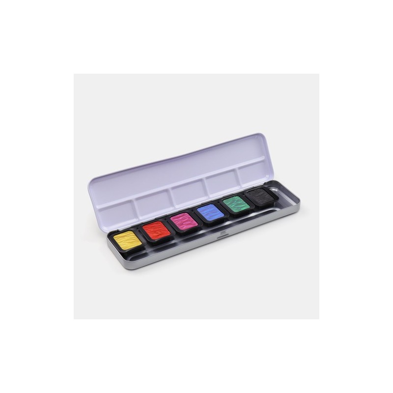Fine art shop - Finetec Premium watercolor box 6 pearlescent colors \"Hight Chroma\" | totenart.com