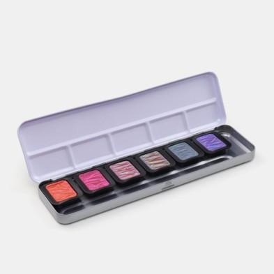 Fine art shop - Finetec Premium watercolor box 6 pearlescent colors \"Flip Flop\" | totenart.com