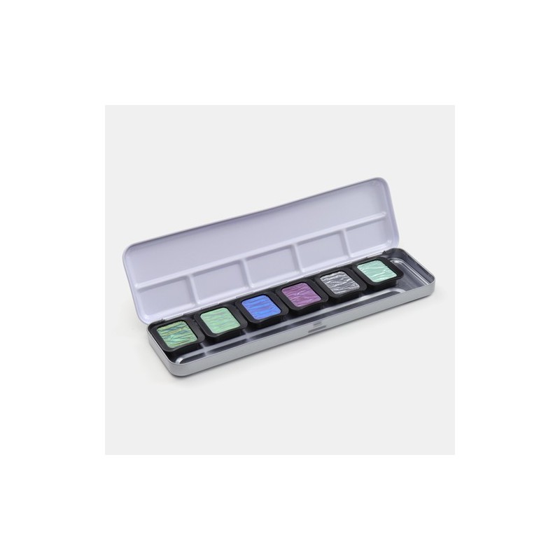 Fine art shop - Finetec Classic watercolor box 6 pearlescent colors \"Cool\" | totenart.com