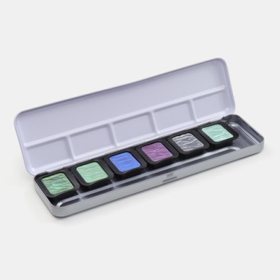 Fine art shop - Finetec Classic watercolor box 6 pearlescent colors \"Cool\" | totenart.com