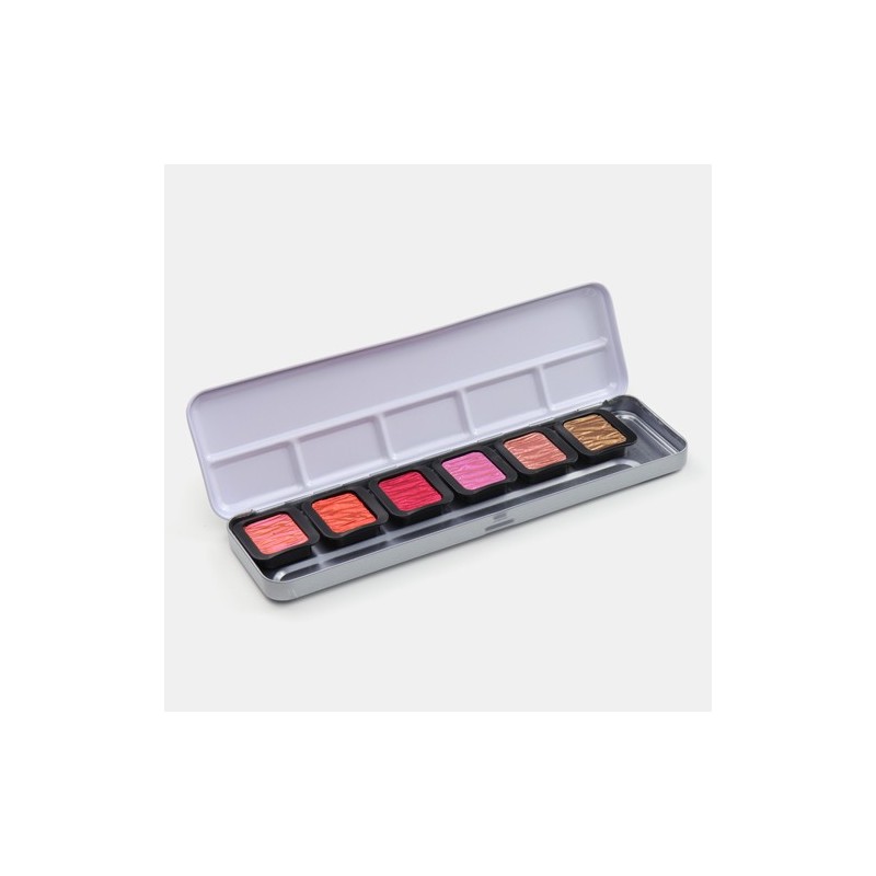 Fine art shop - Finetec Classic watercolor box 6 pearlescent colors \"Warm\" | totenart.com