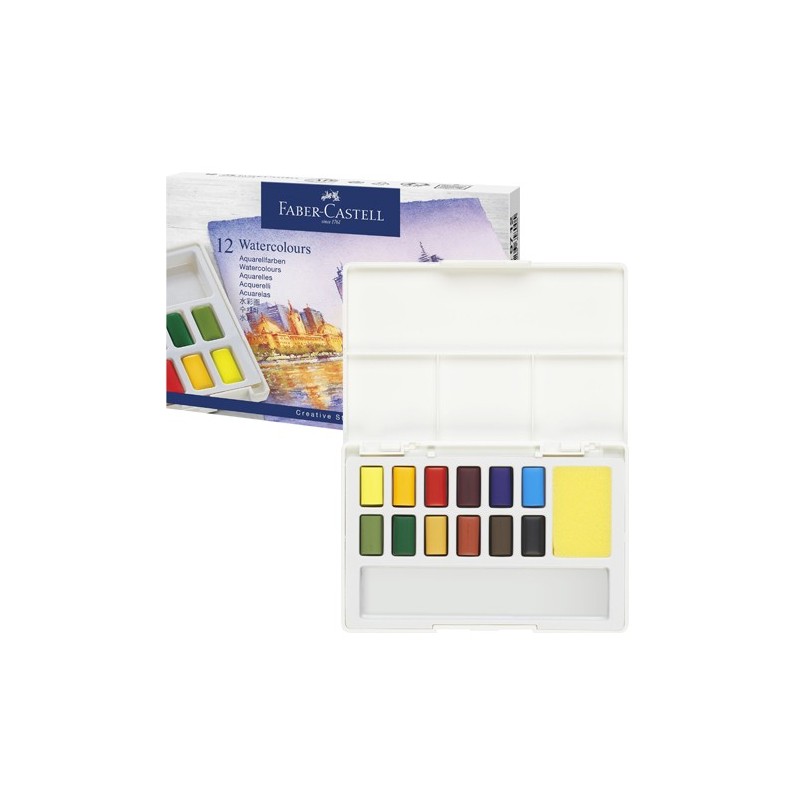 Fine art shop - Box 12 watercolors Faber-Castell and brush | totenart.com