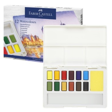 Fine art shop - Box 12 watercolors Faber-Castell and brush | totenart.com
