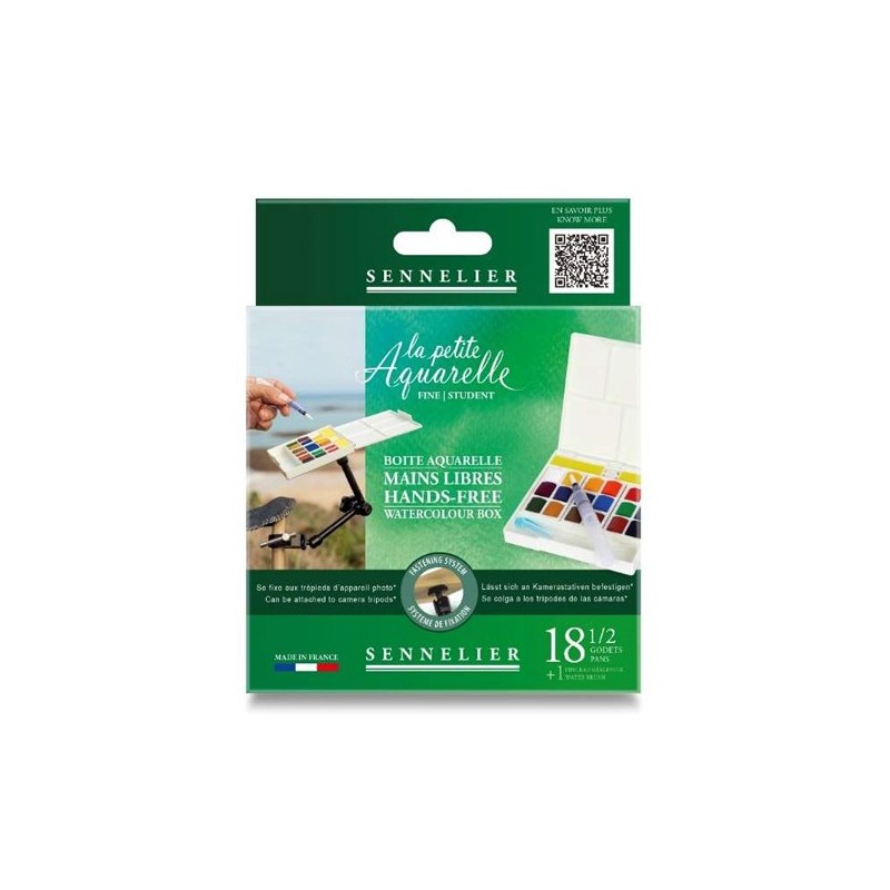 Fine art shop - Watercolor box Hands-Free, La Petite Aquarelle, Sennelier, 18 1/2 godets | totenart.com