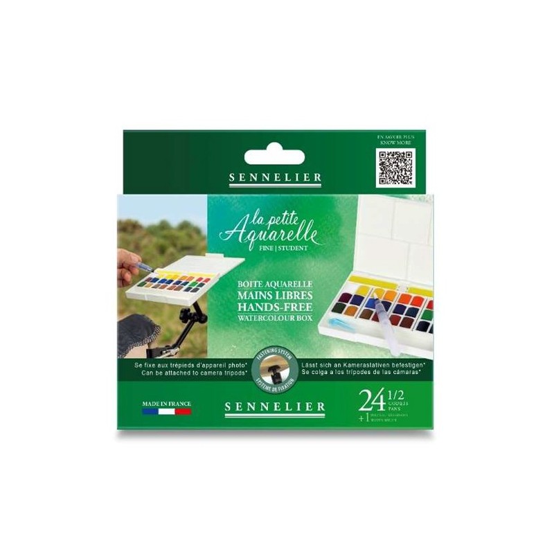Fine art shop - Watercolor box Hands-Free, La Petite Aquarelle, Sennelier, 24 1/2 godets | totenart.com