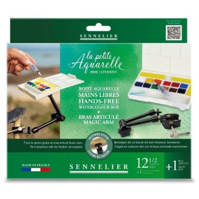 Fine art shop - Watercolor box Hands-Free, La Petite Aquarelle, Sennelier, 12 1/2 godets + Magic Arm | totenart.com