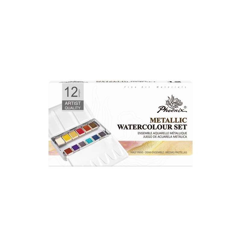 Fine art shop - Metallic Box Phoenix 12 Watercolour 1/2 godets, metallic | totenart.com
