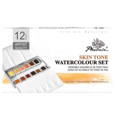 Fine art shop - Metallic Box Phoenix 12 Watercolour 1/2 godets, skin tones | totenart.com