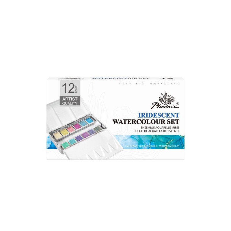 Fine art shop - Metallic Box Phoenix 12 Watercolour 1/2 godets, iridiscent | totenart.com