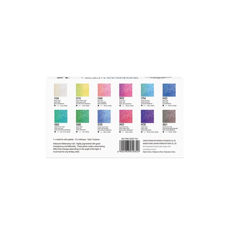 Fine art shop - Metallic Box Phoenix 12 Watercolour 1/2 godets, iridiscent | totenart.com