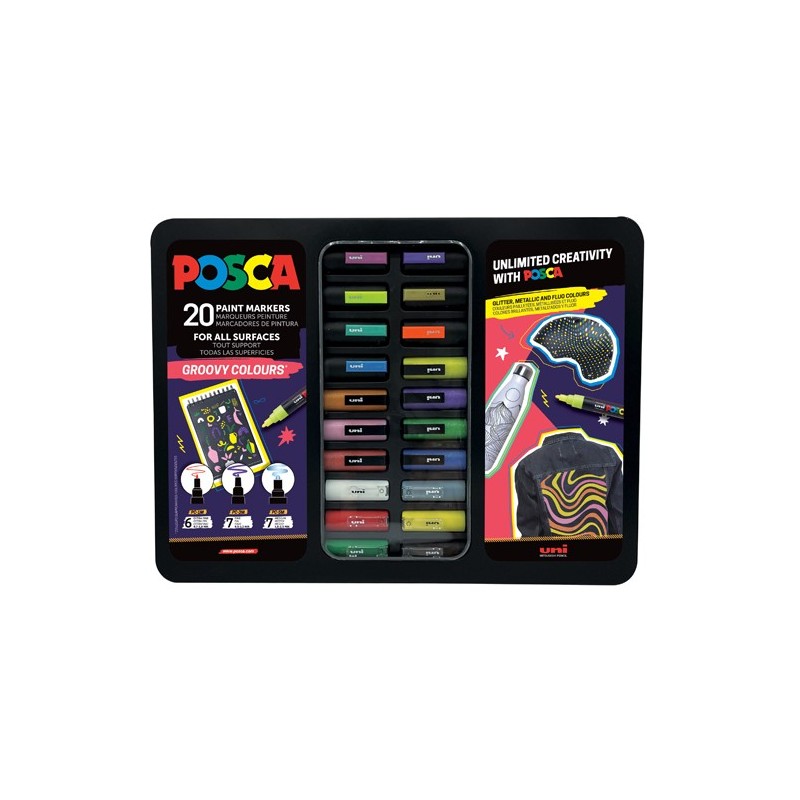 Fine art shop - Groovy Colours Metal Tin 20 Markers Posca | totenart.com