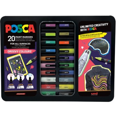 Fine art shop - Groovy Colours Metal Tin 20 Markers Posca | totenart.com