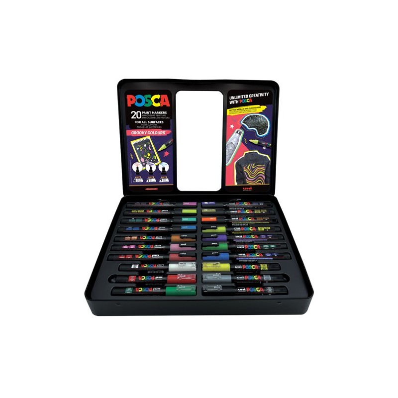 Fine art shop - Groovy Colours Metal Tin 20 Markers Posca | totenart.com