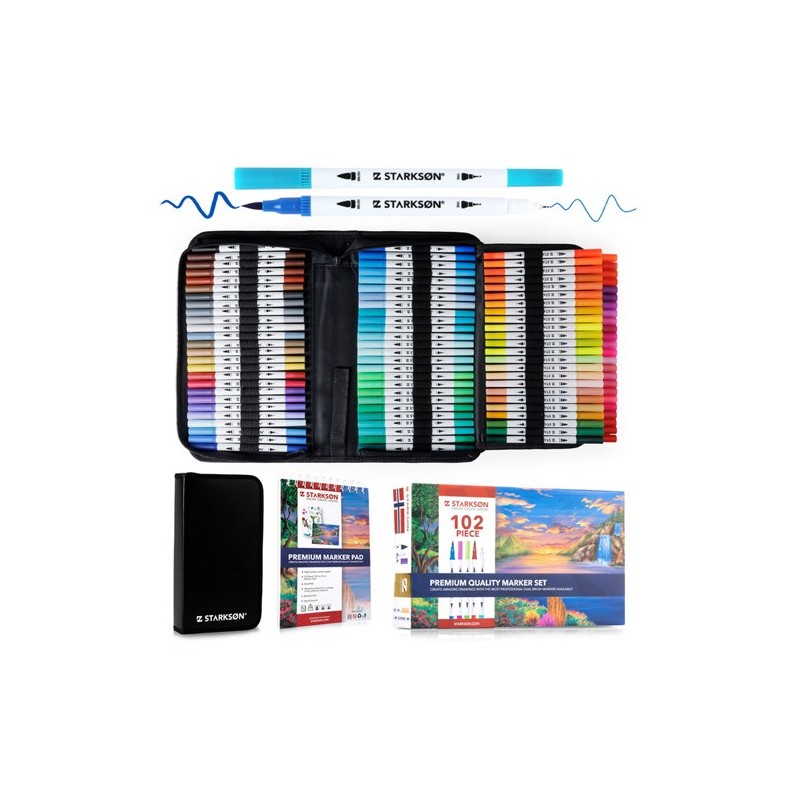 Fine art shop - Set Double-tip Markers + Notepad (102 pieces) | totenart.com