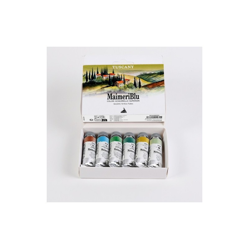 Fine art shop - MaimeriBlu watercolors box Tuscany, 6 tubes 12 ml | totenart.com