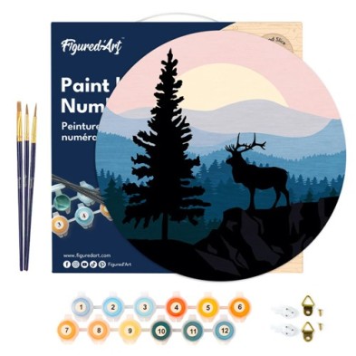 Fine art shop - Paint by numbers kit on round wood 51, 30 cm diameter, Figured\'Art | totenart.com 