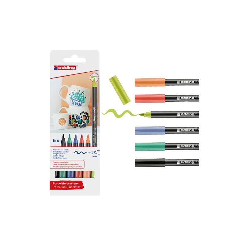 Fine art shop - Case with 6 Edding 4200 porcelain markers in assorted colors | totenart.com
