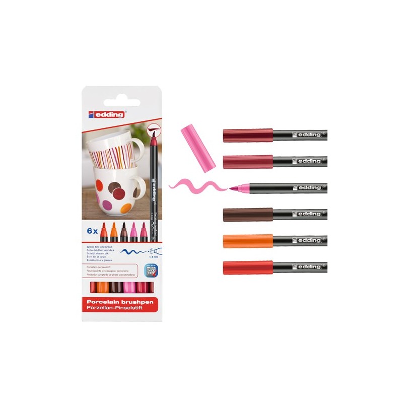 Fine art shop - Case with 6 Edding 4200 porcelain markers in warm colors | totenart.com