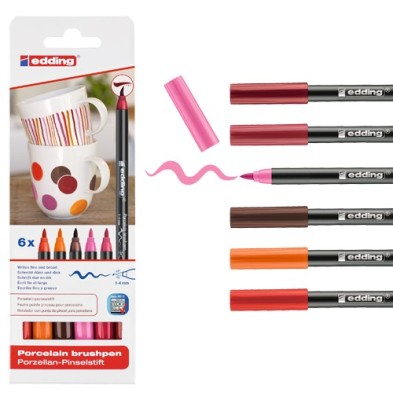 Fine art shop - Case with 6 Edding 4200 porcelain markers in warm colors | totenart.com